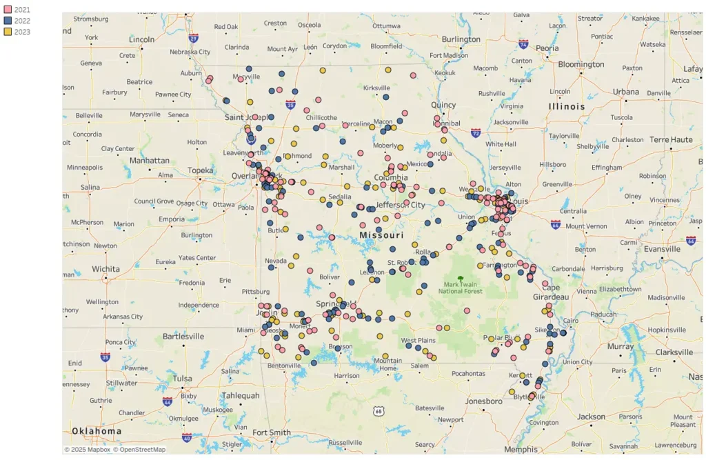 Where Truck Crashes Happen in Missouri